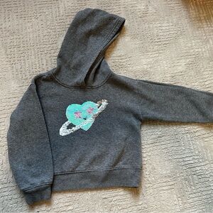 Hoodie with Switching Sequin Heart Design